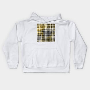 Abstract yellow black and white grid pattern Kids Hoodie